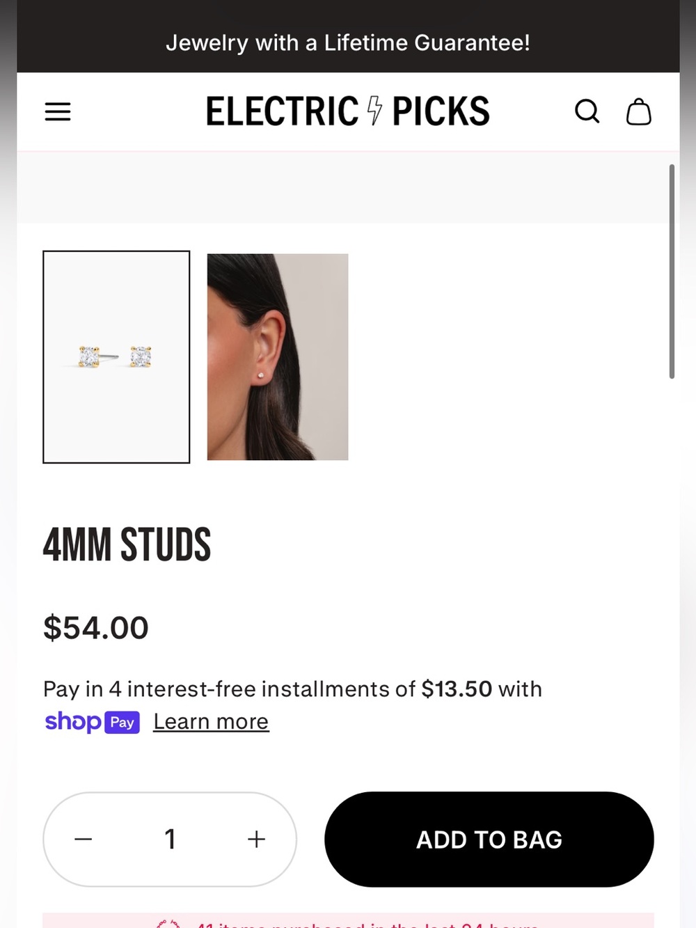 NWT Electric Picks 4mm studs